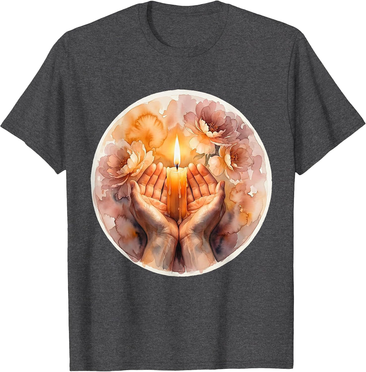 Men's Social Worker Candle Flame Cupped Hand Graphic T-Shirt - Dark Heather Grey