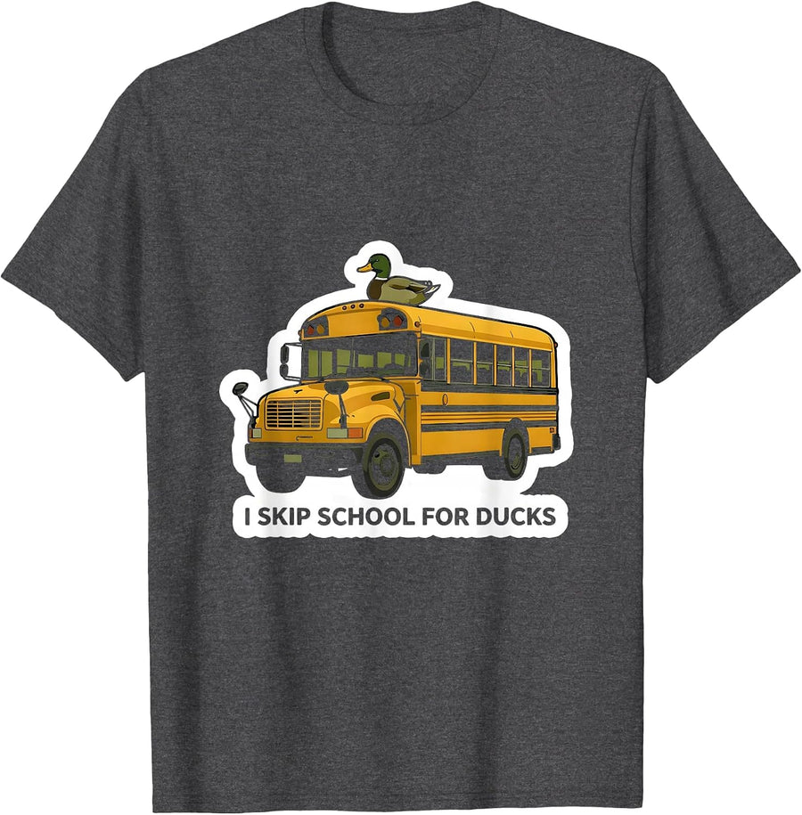 Men's I Skip School For Ducks Funny Hunting Youth Waterfowl Pride T-Shirt - Dark Heather Grey