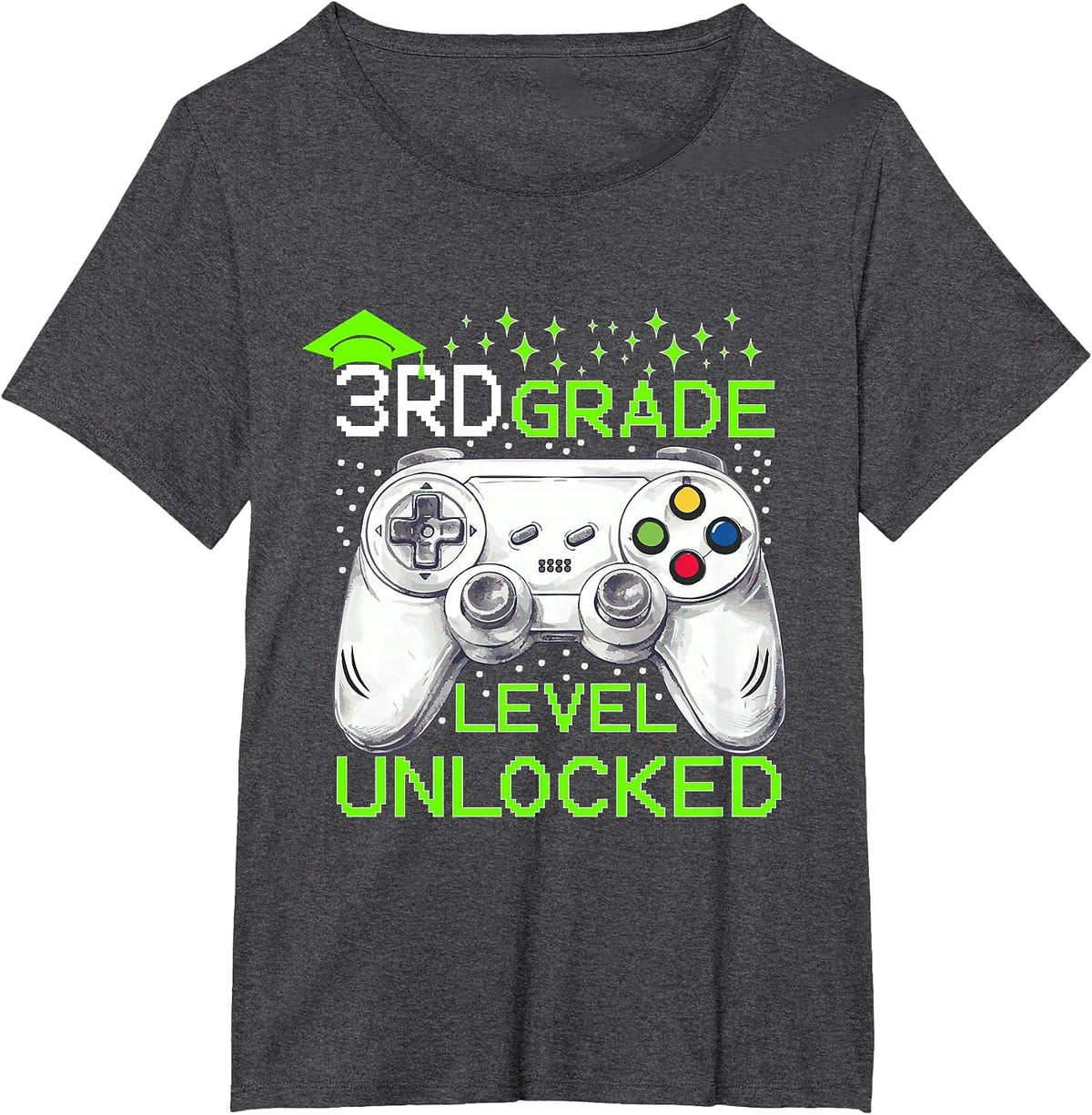 Back to School 3rd Grade Level Unlocked Gamer Boys Kids T-Shirt - Dark Heather Grey