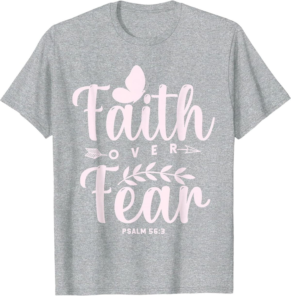 Christian Bible Verse Faith Over Fear T-Shirt - Heather Grey