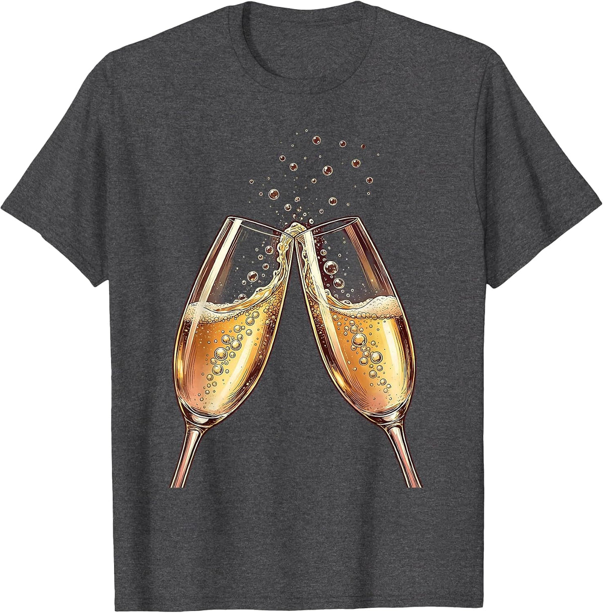 Men's Champagne Toast Celebration Clinking Glasses T-Shirt - Dark Heather Grey