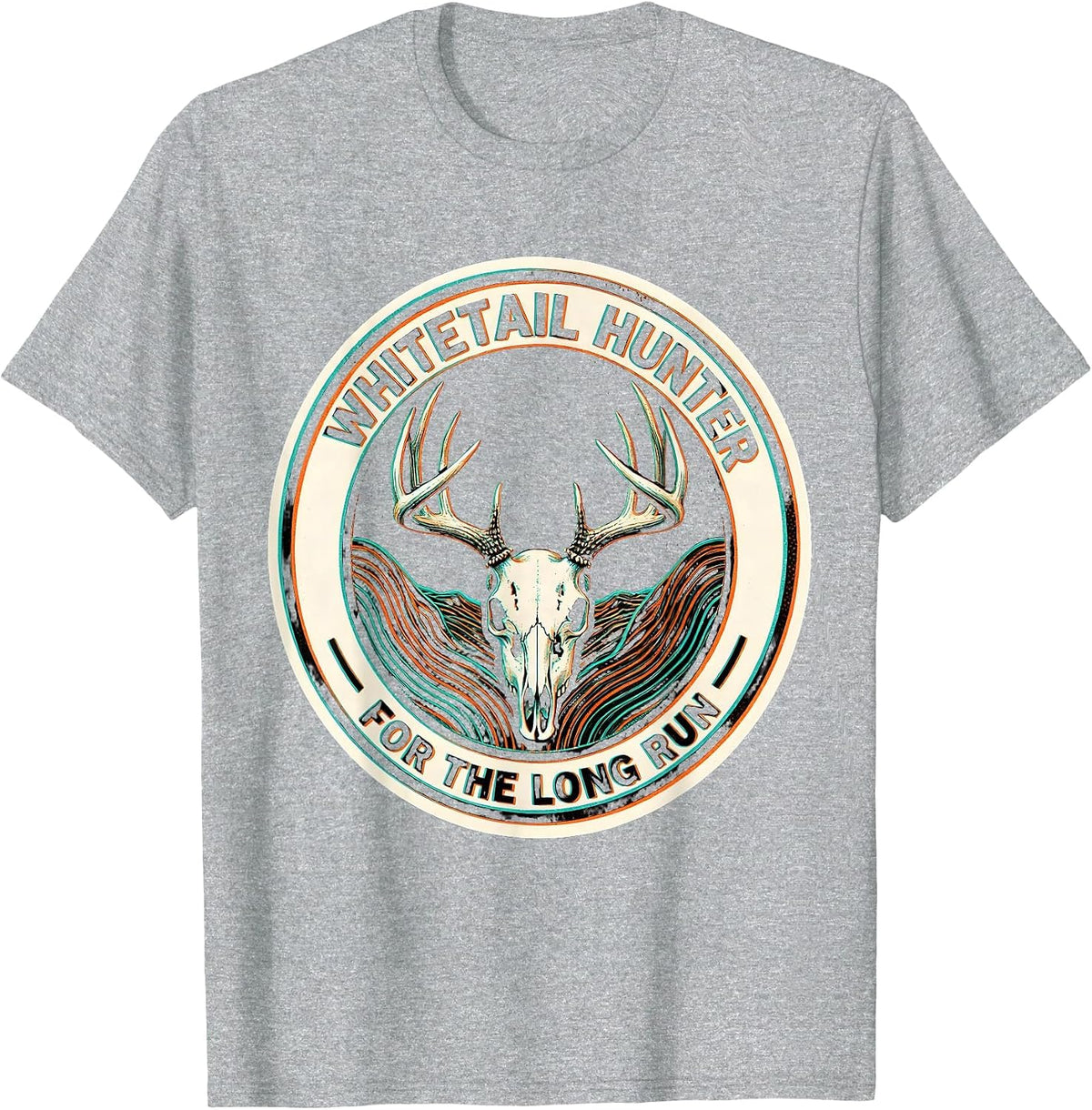 Men's Whitetail Hunter, For The Long Run Camo Dad Hunting T-Shirt - Heather Grey