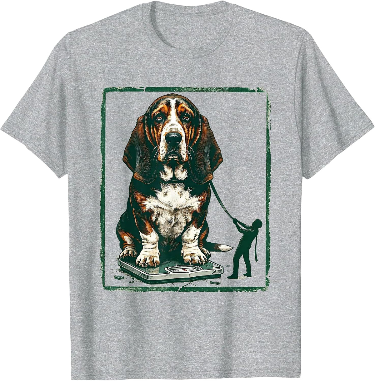 Men's Basset Hound Rubber Stamp Funny Dog Lover Gift T-Shirt - Heather Grey