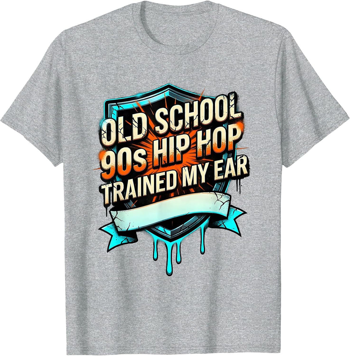 Men's Old School 90s Hip Hop Trained My Ear Graffiti Retro T-Shirt - Heather Grey