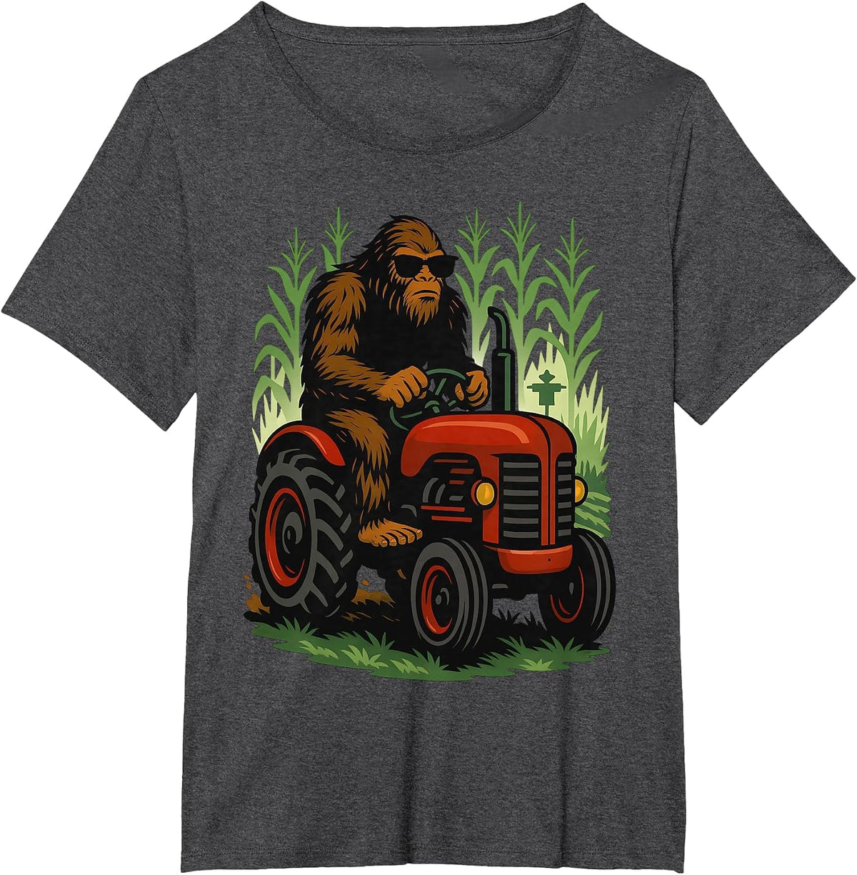 Funny Bigfoot Farmer Tractor Farming Farm Men Boys T-Shirt - Dark Heather Grey