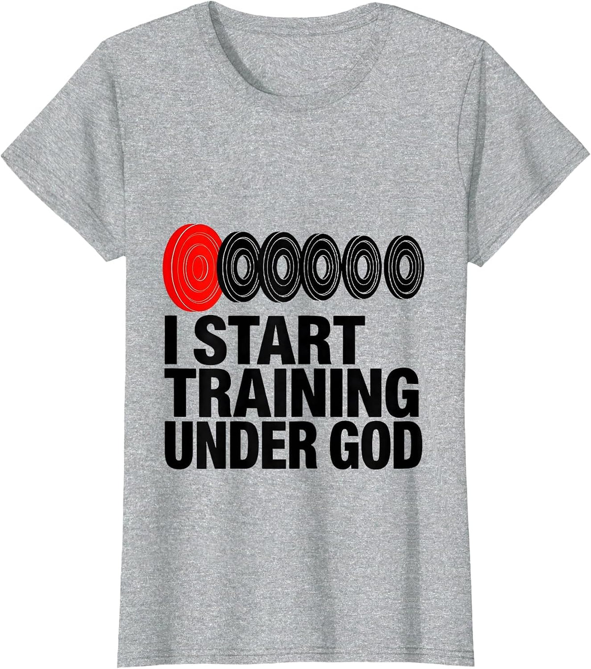 I Start Training Under God Geometric Faith Fitness Challenge T-Shirt - Heather Grey