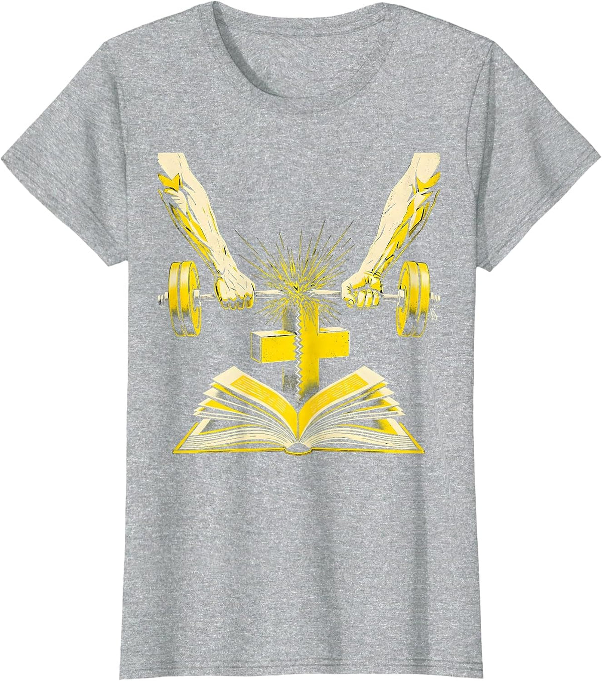 Women's Iron Sharpening Arms Christian Men Gym Workout T-Shirt - Heather Grey