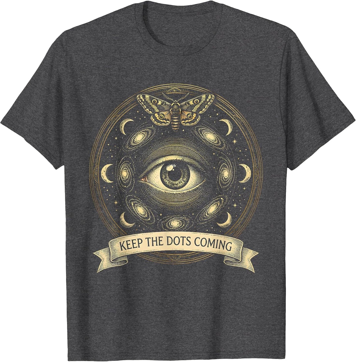 Keep The Dots Coming Graphic Design T-Shirt - Dark Heather Grey