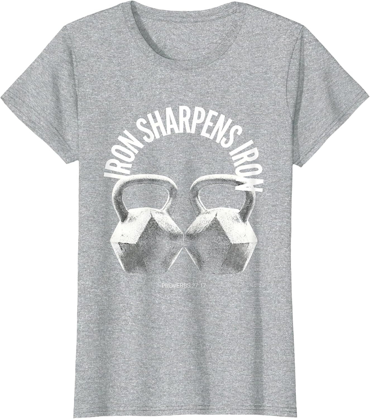 Iron Sharpens Iron Proverbs 27:17 Christian Men Gym Workout T-Shirt - Heather Grey