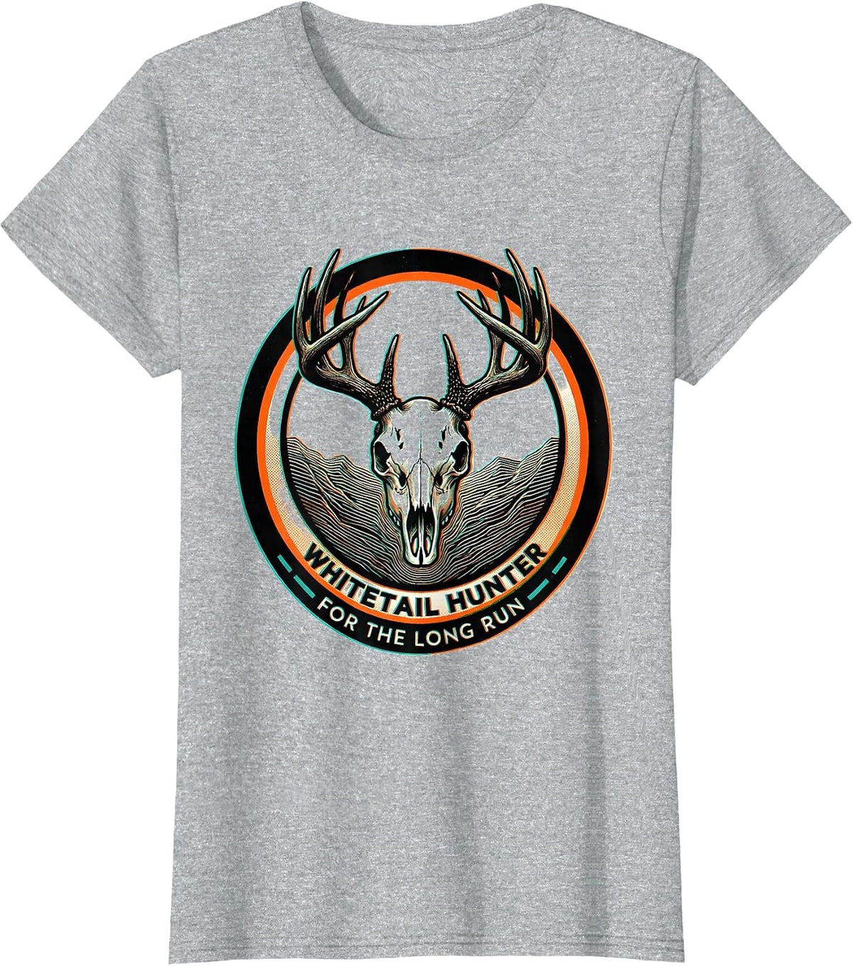 Women's Whitetail Hunter, For The Long Run Camo Dad Hunting T-Shirt - Heather Grey