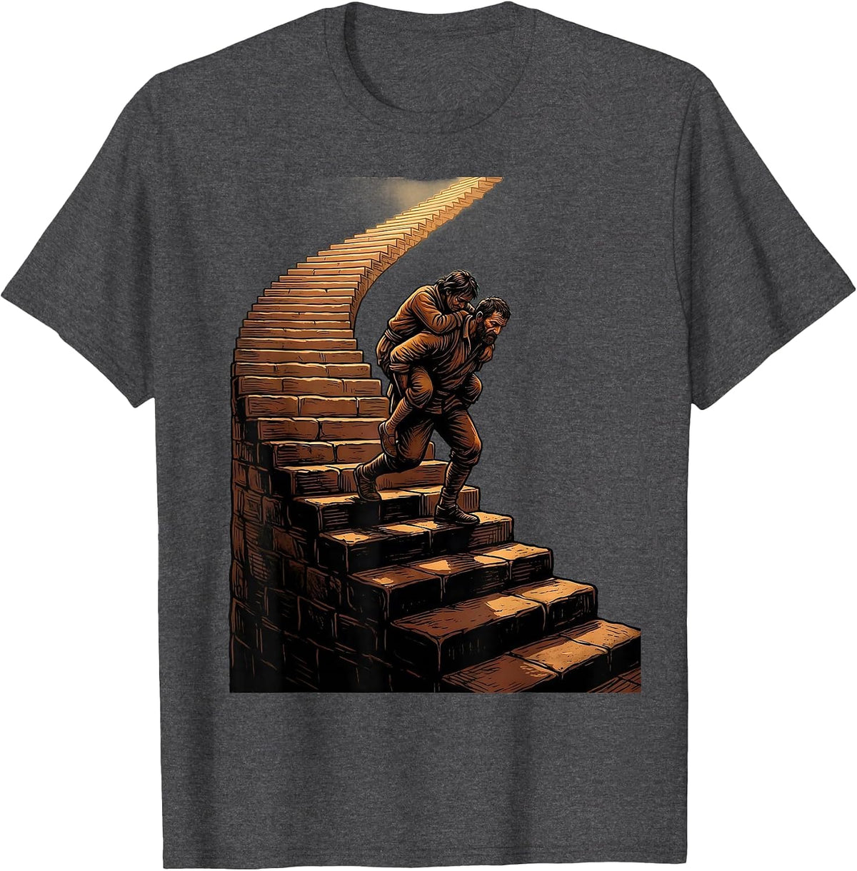 Men's Social Worker Helping Others Climb Graphic Design T-Shirt - Dark Heather Grey