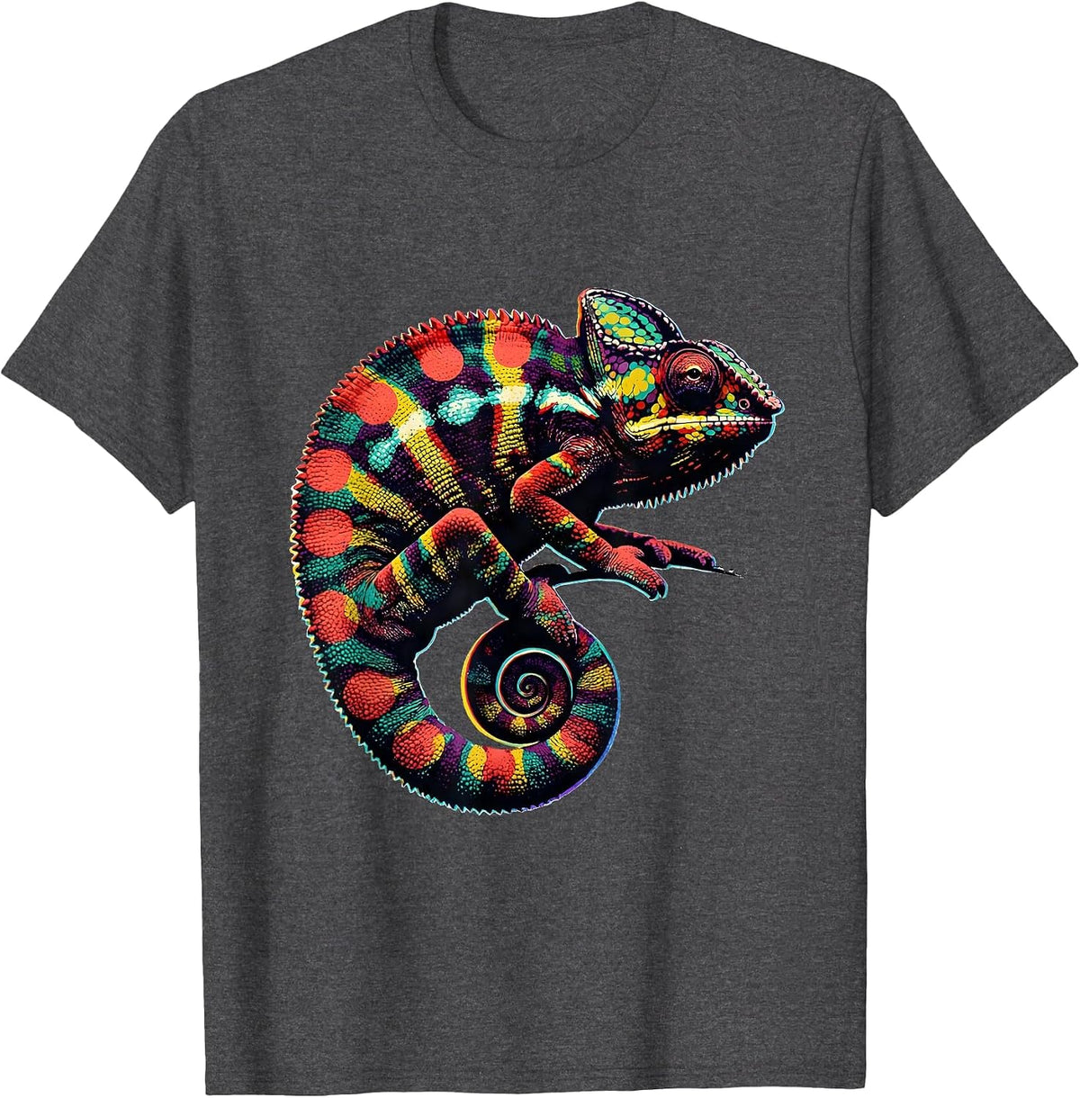 Men's Dot Day Chameleon Multicolored Spots Illustration T-Shirt - Dark Heather Grey