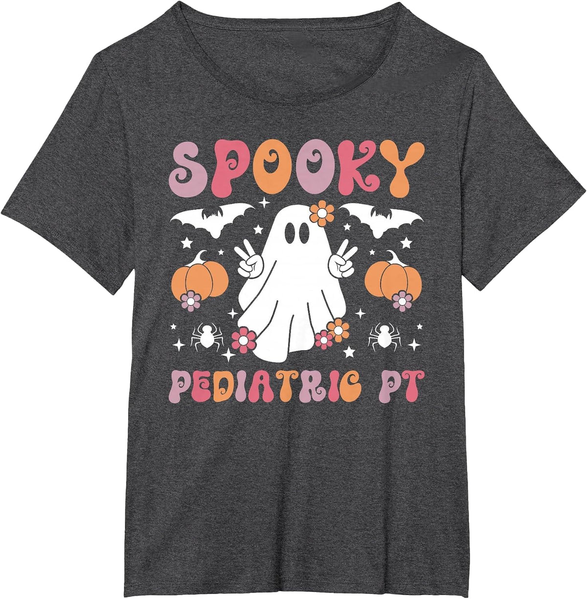 Spooky Pediatric PT Halloween Pediatric Physical Therapist T-Shirt - Dark Heather Grey