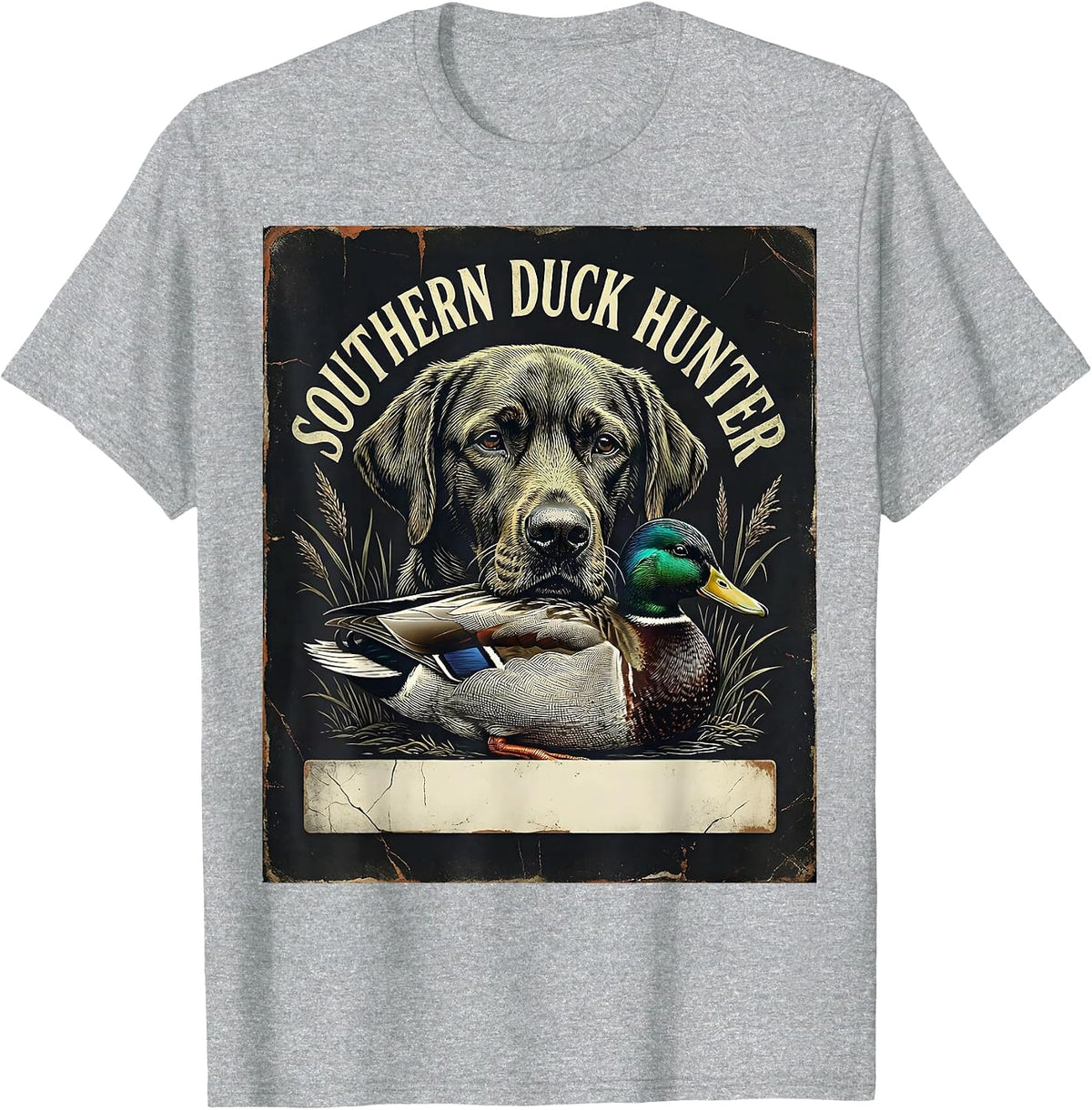 Men's Southern Duck Hunter Distressed Labrador Hunting Dog Vintage T-Shirt - Heather Grey
