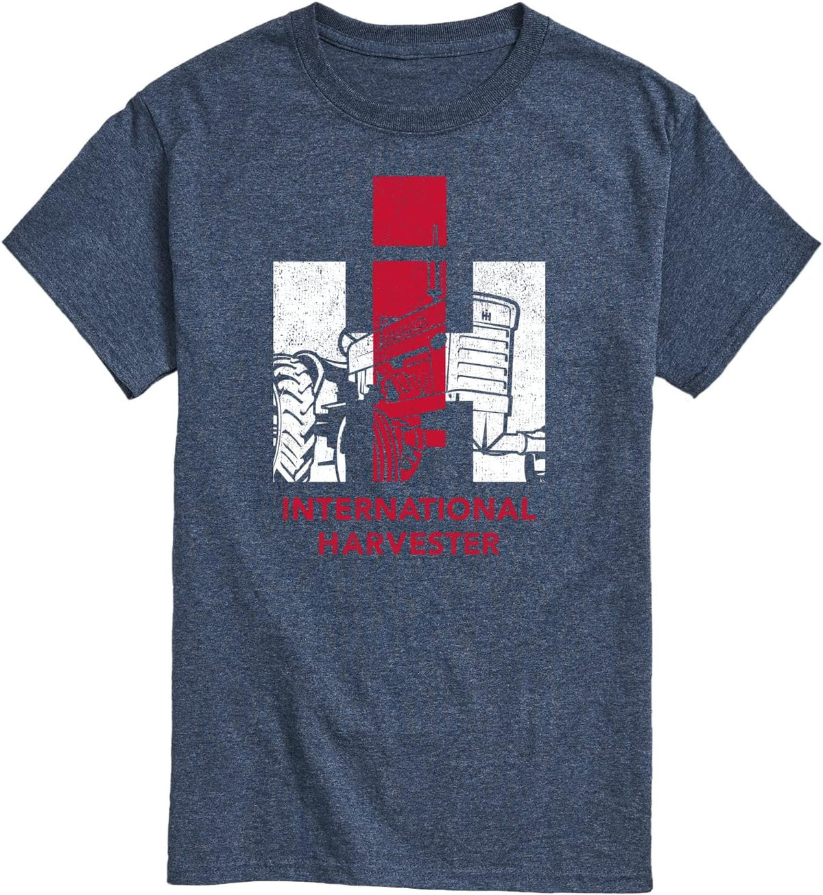 International Harvester Tractor Fill Logo - Mens Short Sleeve Tee - Heather Blue