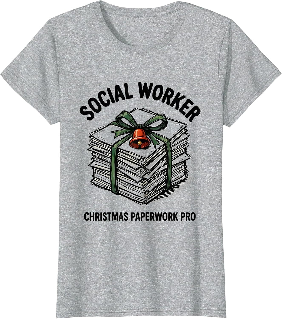 Social Worker, Christmas Paperwork Pro Funny Office Party T-Shirt - Heather Grey
