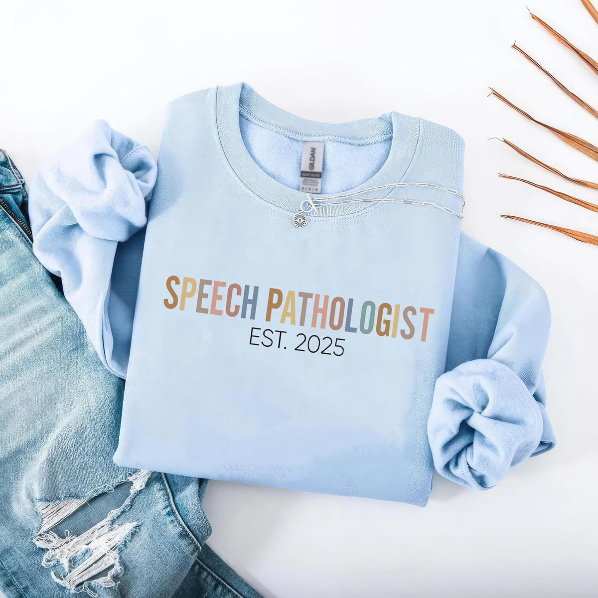 Personalized Speech Pathologist Sweatshirt with Name on Sleeve, Speech Pathologist Crewneck Gift - size chart