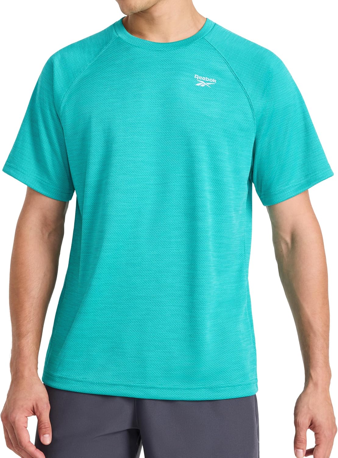 Reebok Men's Speed Short Sleeve Raglan Crewneck T-Shirt - Blue Grass Heather