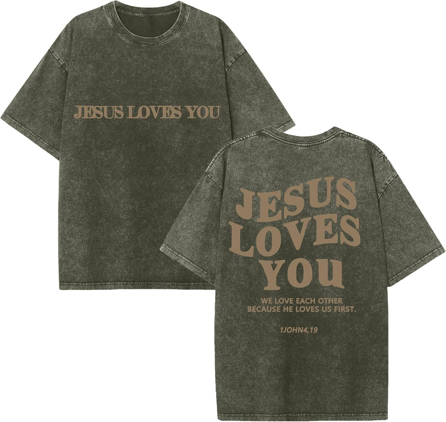 Christian Believer Faith God Religious T-Shirt Jesus Shirts for Women Men - Greenb