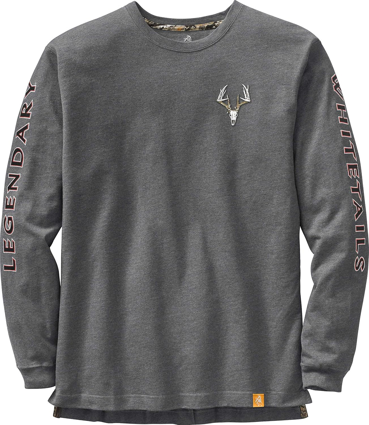 Legendary Whitetails Mens Long Sleeve T-Shirt 100% Cotton Preshrunk Tee - Standard Charcoal Heather