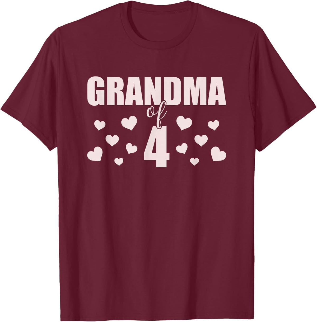 Grandma 4 Grandkids 4th Time Cubed Grandma Of Four T-Shirt - Burgundy