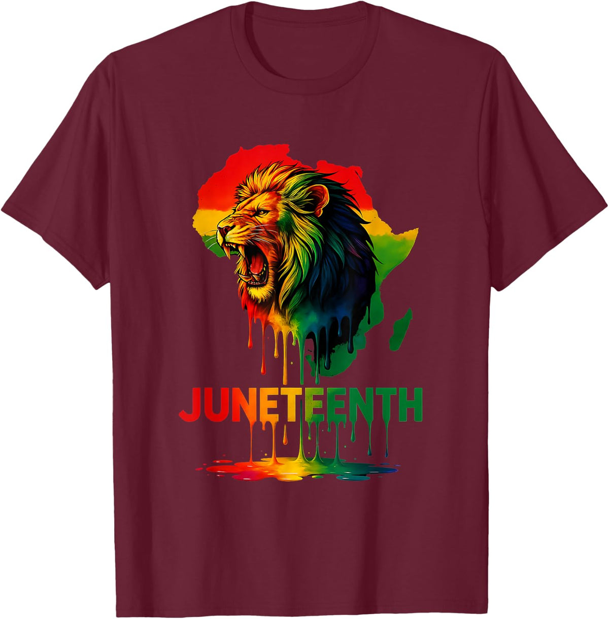 Juneteenth Lion African Pride June 19th Men Women & Kids T-Shirt - Burgundy