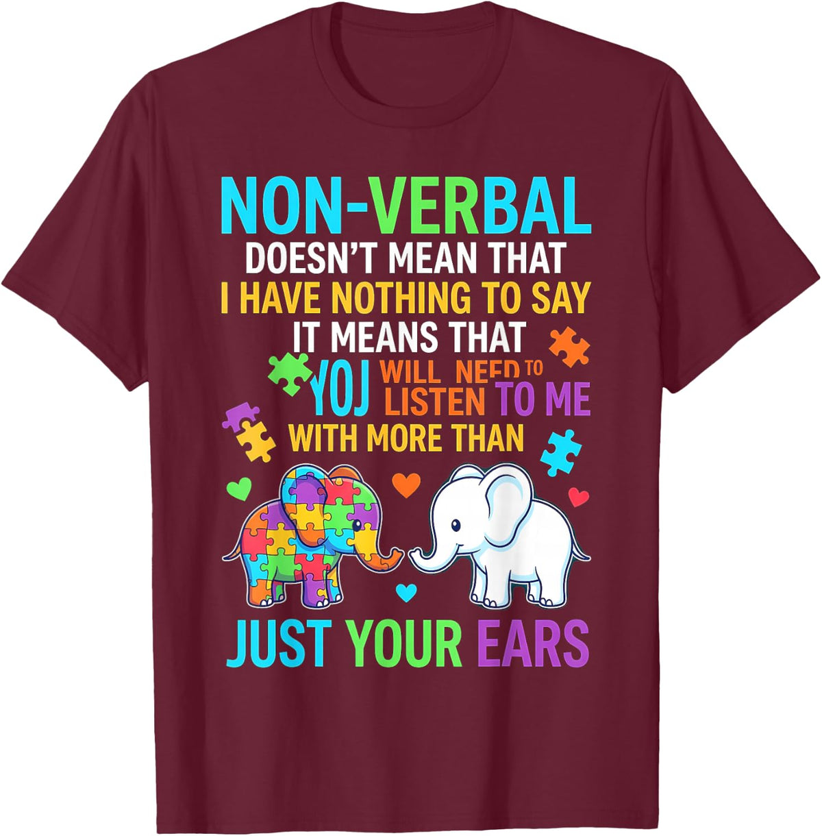 Autism Awareness April Neurodiversity Graphic Men and Kids T-Shirt - Burgundy
