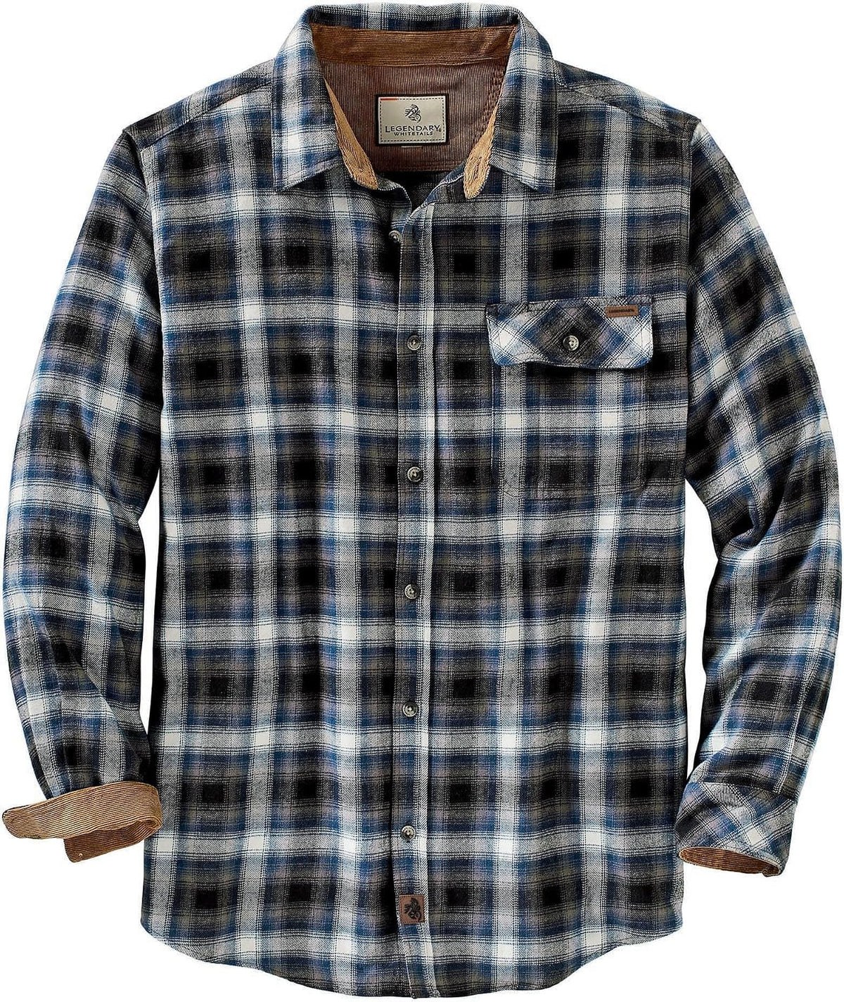 Legendary Whitetails Mens Flannel Long Sleeve Button Down 100% Cotton Shirt - Birch Poseidon Plaid