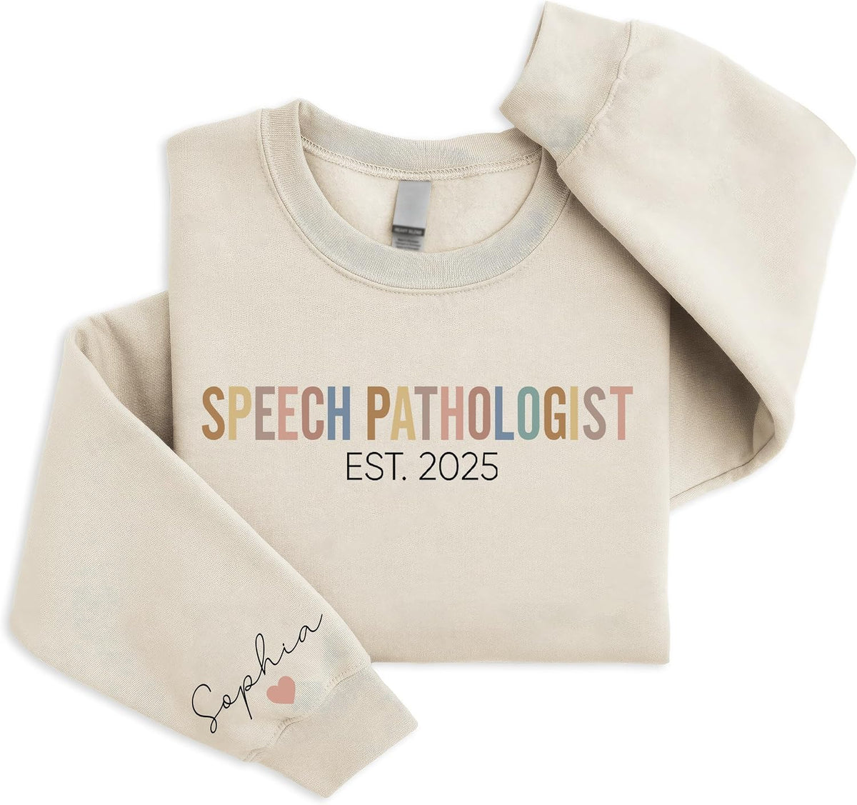 Personalized Speech Pathologist Sweatshirt with Name on Sleeve, Speech Pathologist Crewneck Gift - Style 1