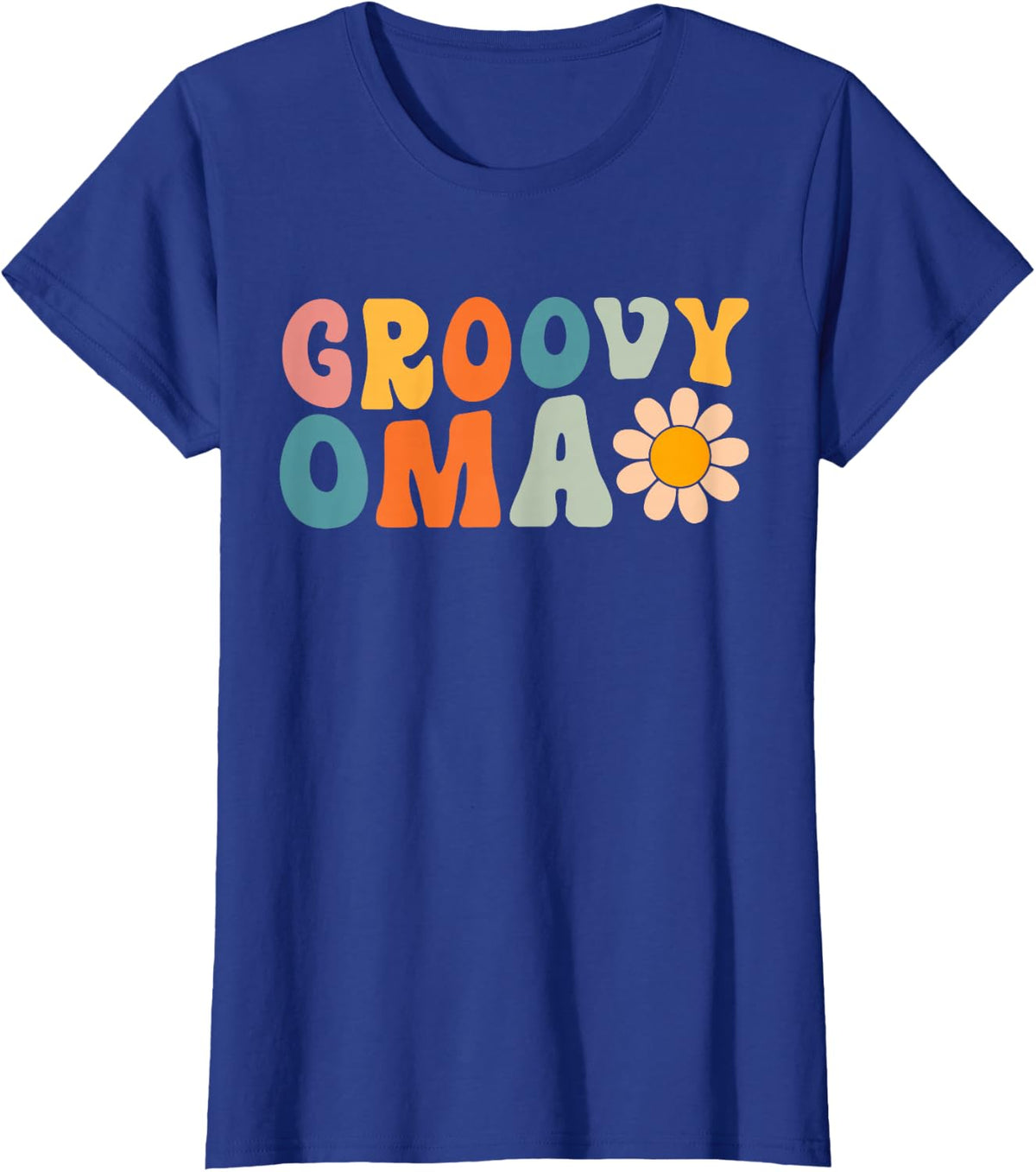 Retro Groovy Oma Matching Family 1st Birthday Party T-Shirt - Royal Blue
