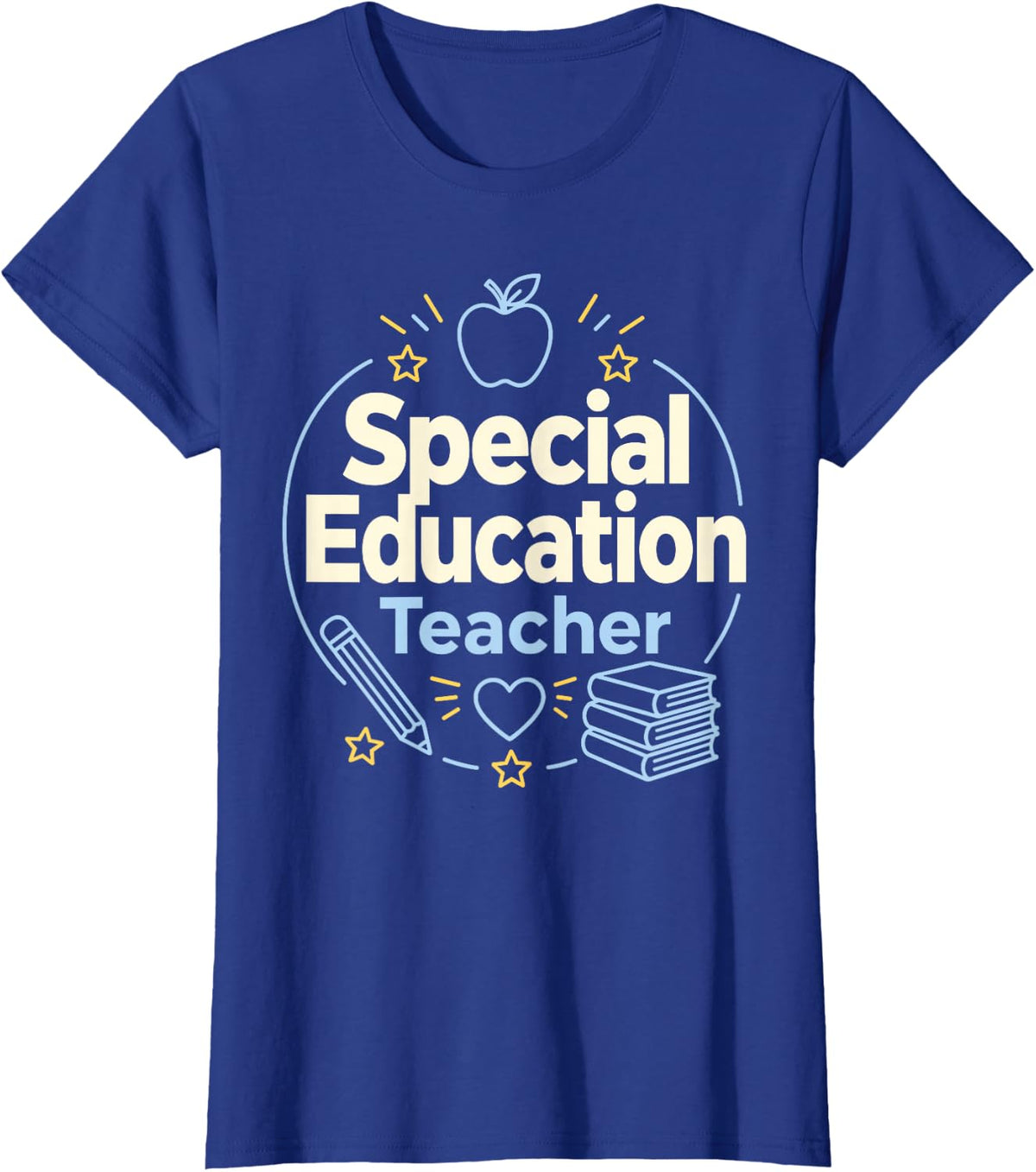 Special Education Teacher School Apple T-Shirt - Royal Blue