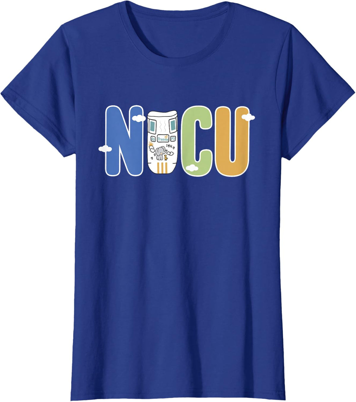 NICU Preemie Diaper Cloud Neonatal Intensive Care Unit Nurse T-Shirt - Royal Blue