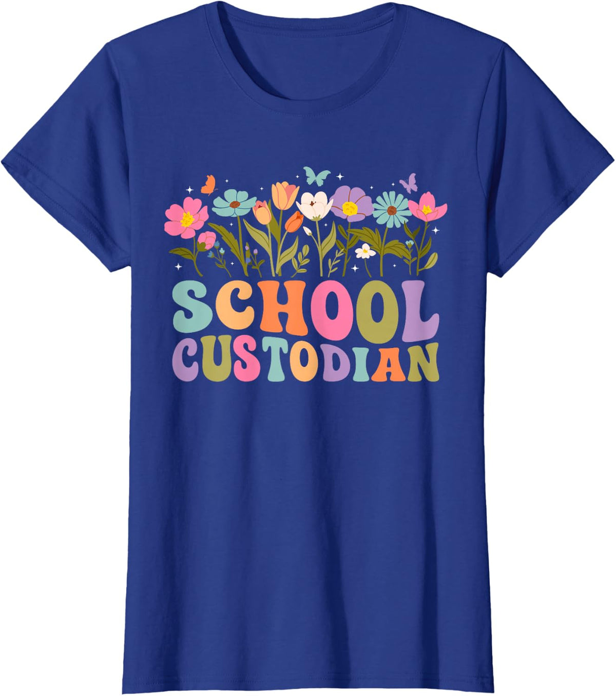 School Custodian Flowers School Custodians T-Shirt - Royal Blue