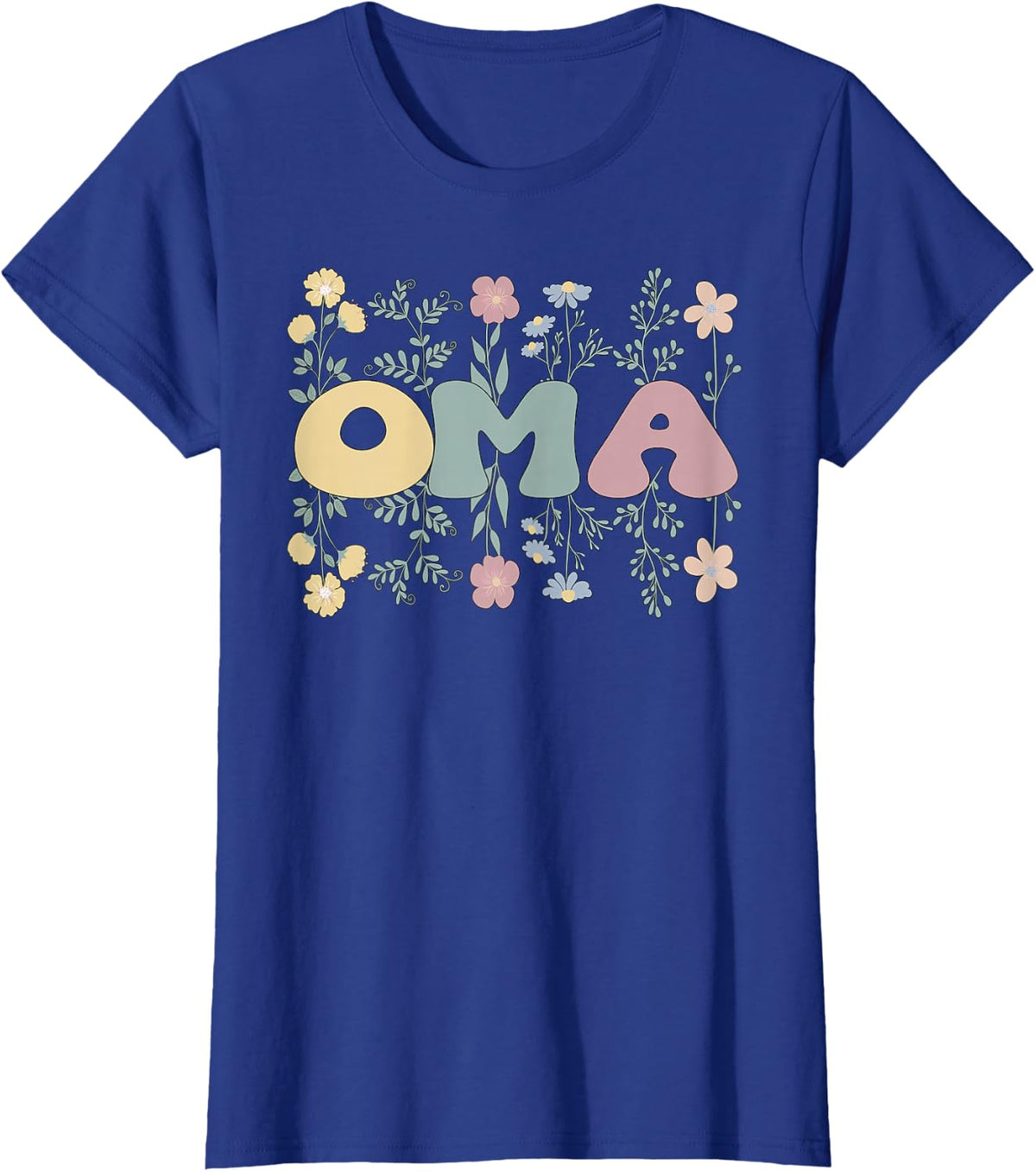 Groovy Oma Grandmother Flowers Oma Grandma T-Shirt - Royal Blue