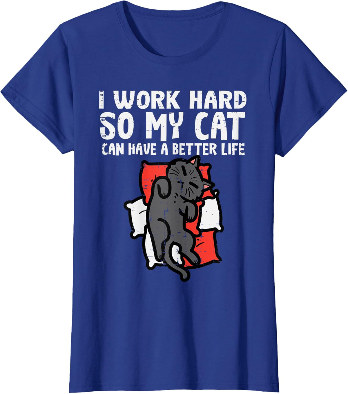 Fur Mom Work Hard So My Cat Cute Kitten Pet Owner Mama Women T-Shirt - Royal Blue