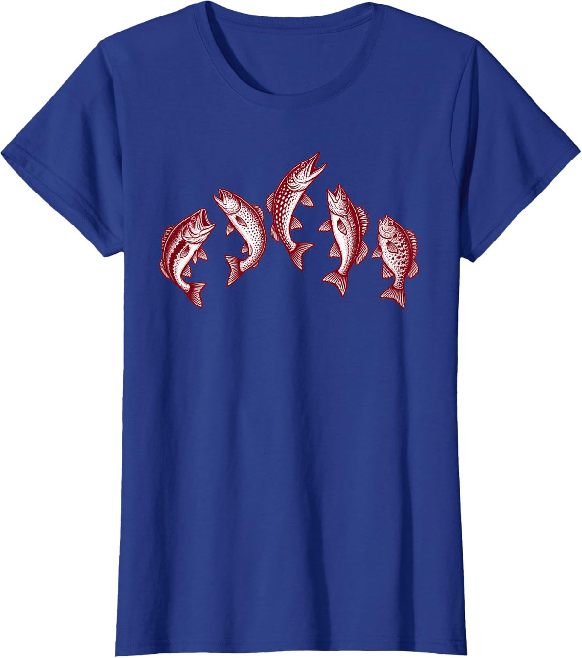Fishing Fish Lineup Bass Pike Freshwater Catch T-Shirt - Royal Blue