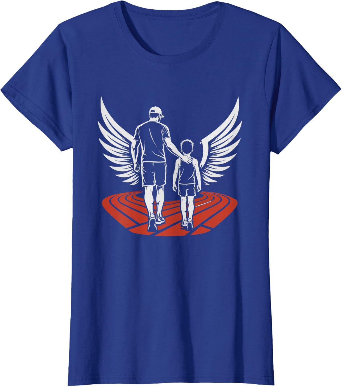 Track Field Dad Illustrated Sprinter Starting Blocks Father T-Shirt - Royal Blue