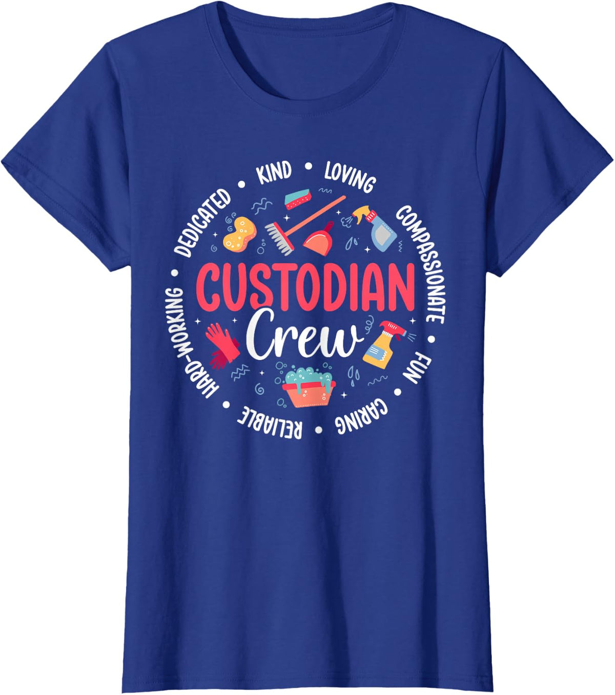 Custodian Crew Appreciation Circle School Custodian Squad T-Shirt - Royal Blue