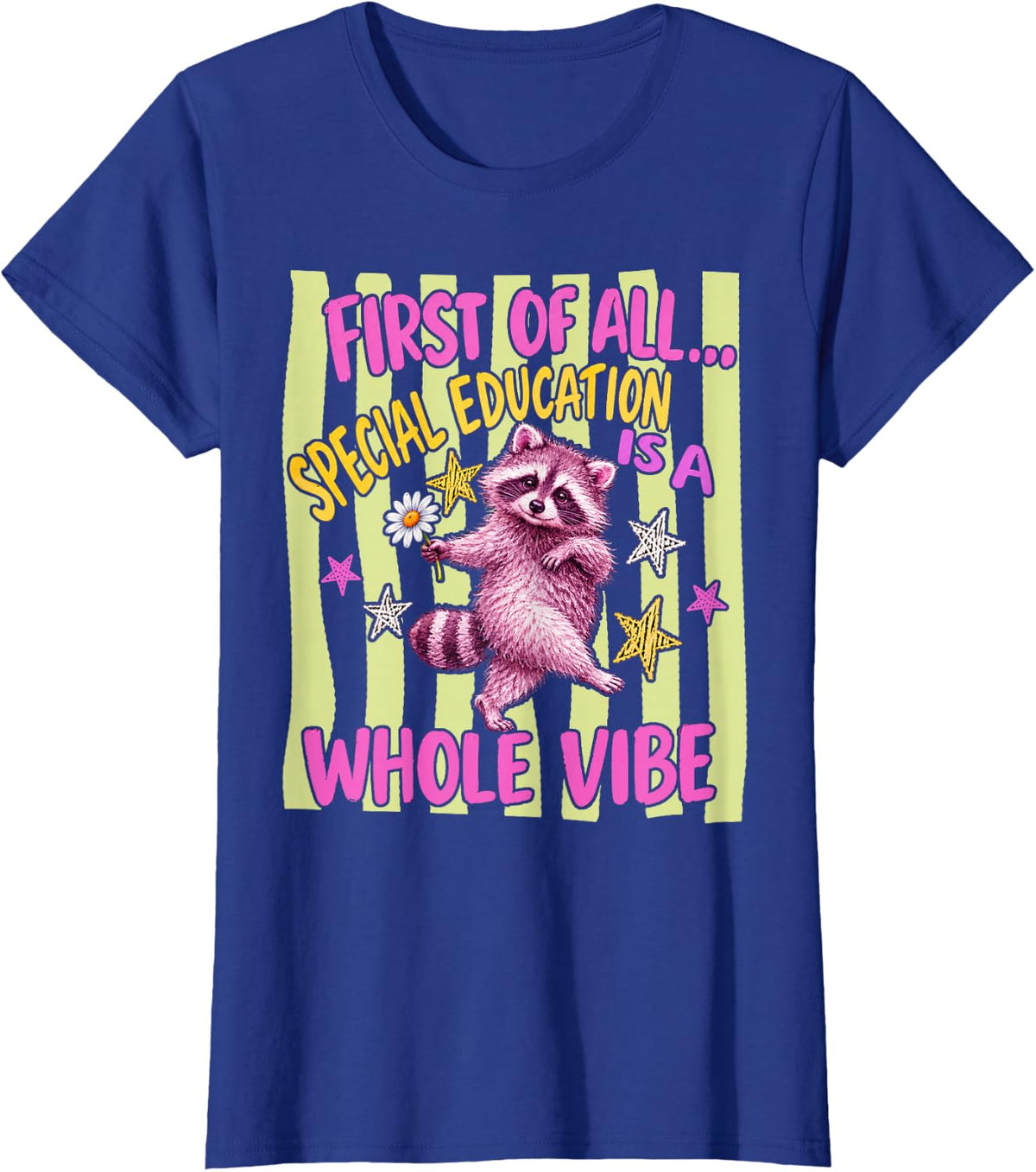 Special Education is A Whole Vibes SPED Teacher Racoon T-Shirt - Royal Blue