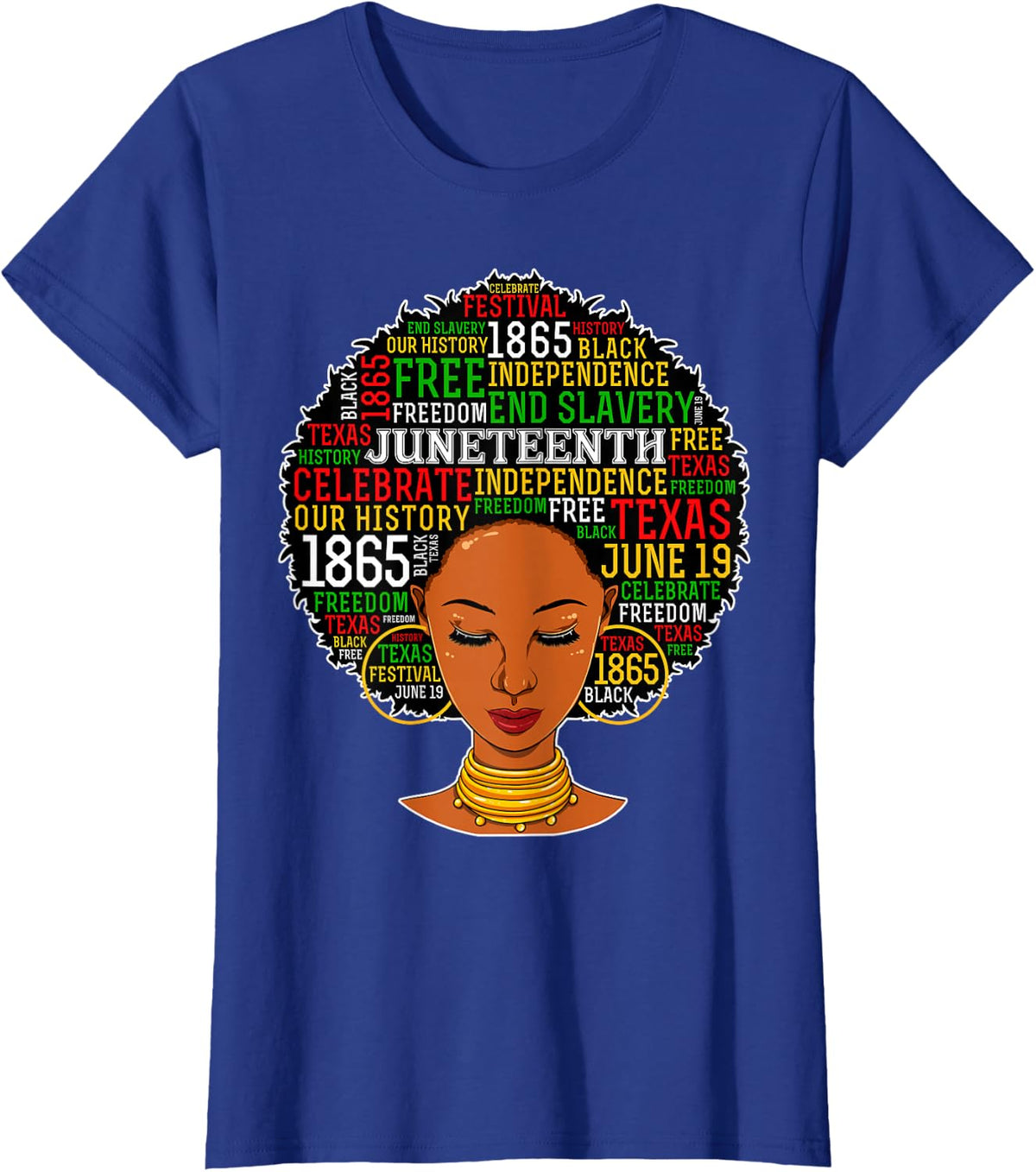 Juneteenth Shirts Women Juneteenth Tshirt Afro Juneteenth T-Shirt - Royal Blue