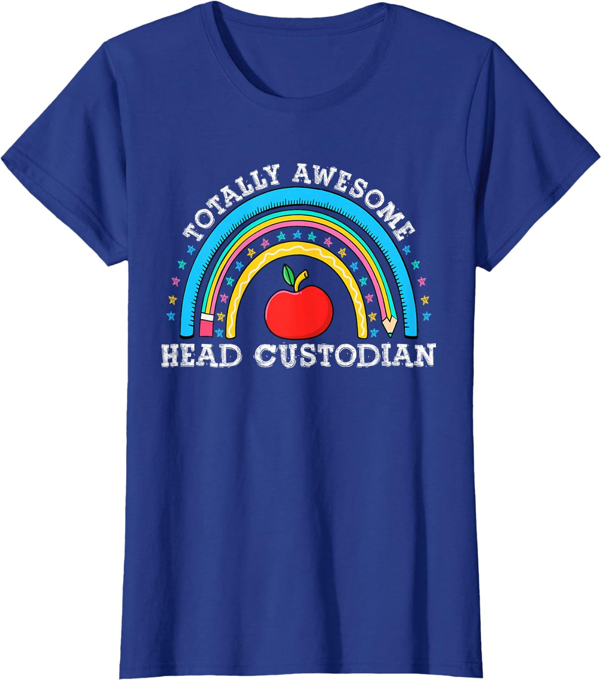 School Custodian Appreciation Funny Head Custodian Janitor T-Shirt - Royal Blue