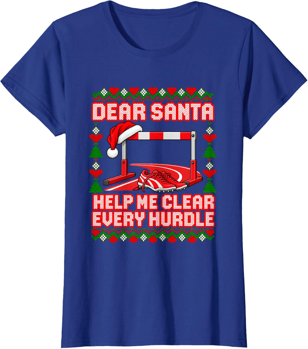 Hurdles Christmas Ugly Xmas Hurdler Track Field Runner T-Shirt - Royal Blue