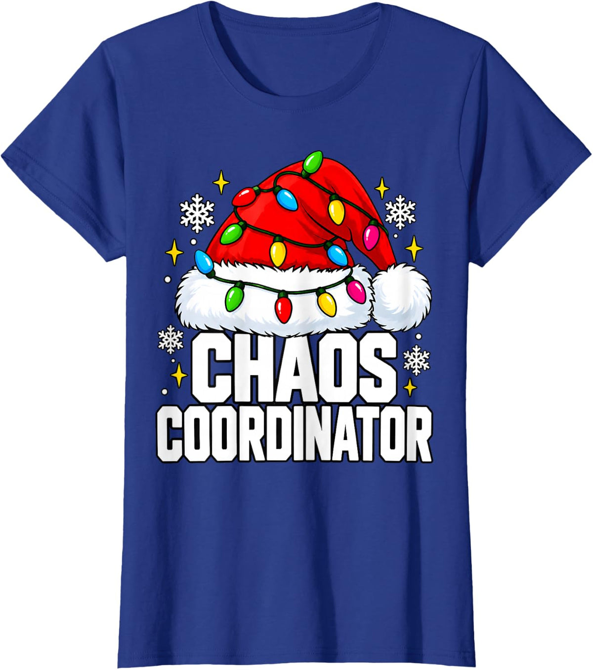 Christmas Chaos Coordinator Santa Hat Xmas Lights T-Shirt - Royal Blue