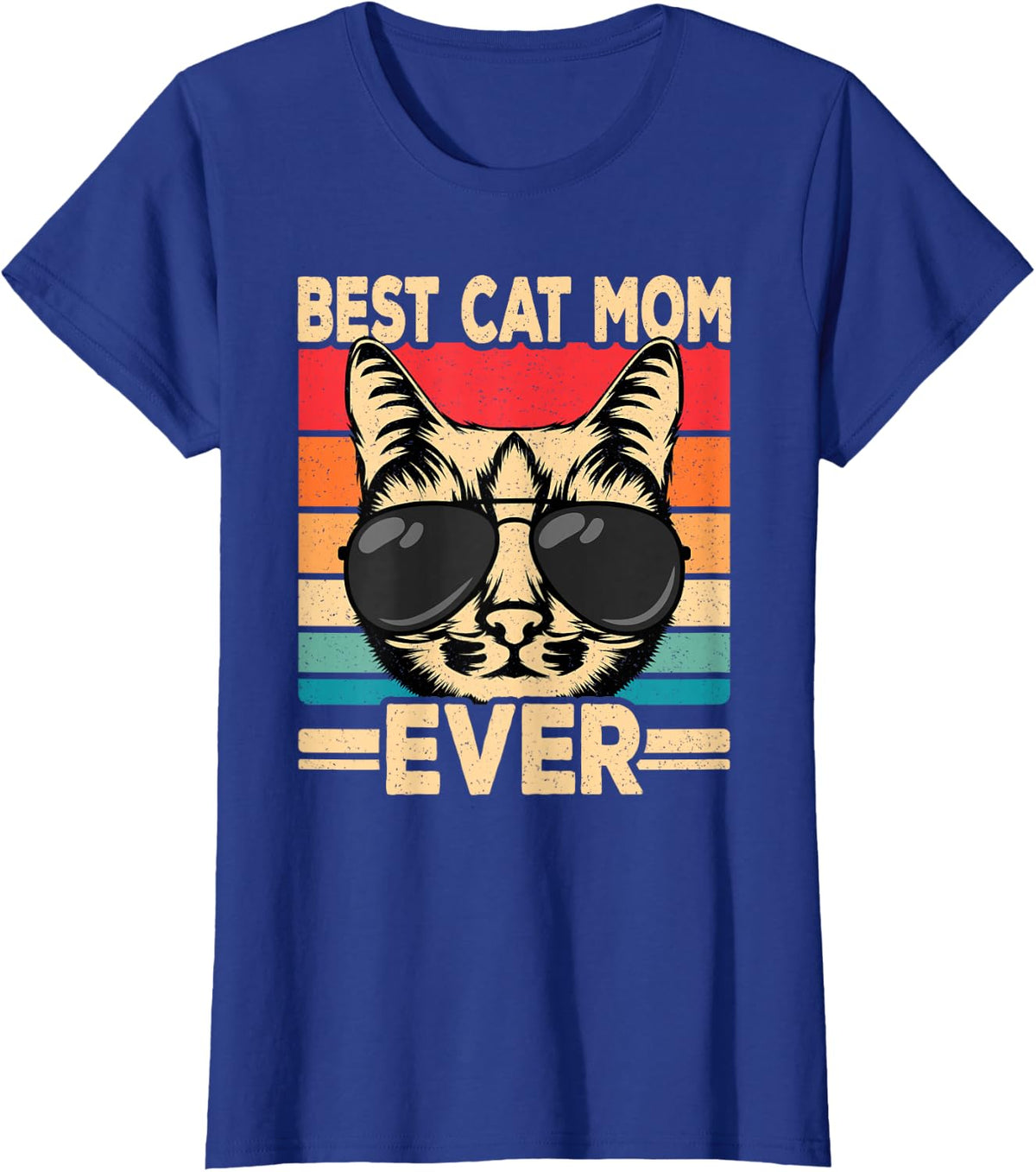 Best Cat Mom Ever Funny Retro Women T-Shirt - Royal Blue