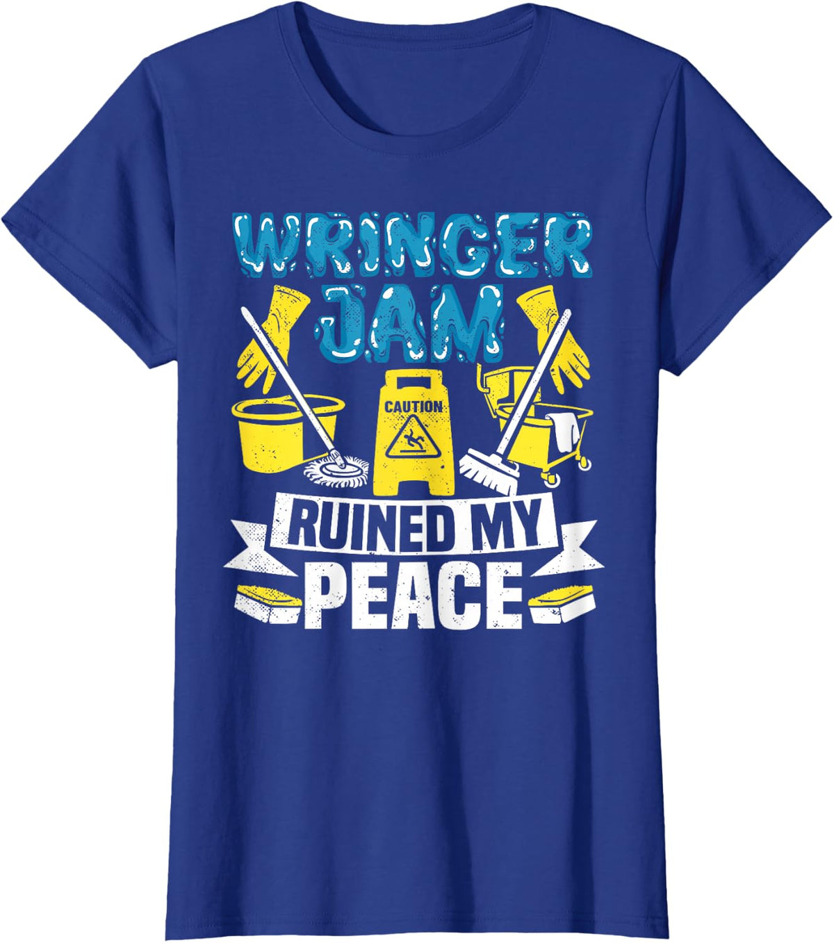 School Custodian Wringer Jam Peace Janitor Custodial Staff T-Shirt - Royal Blue