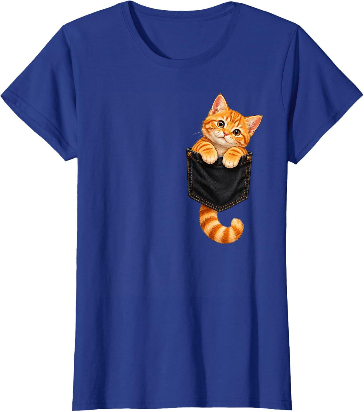 Cute Tabby Cat in Pocket Funny Cat Mom Cat Dad Cat Lover T-Shirt - Royal Blue