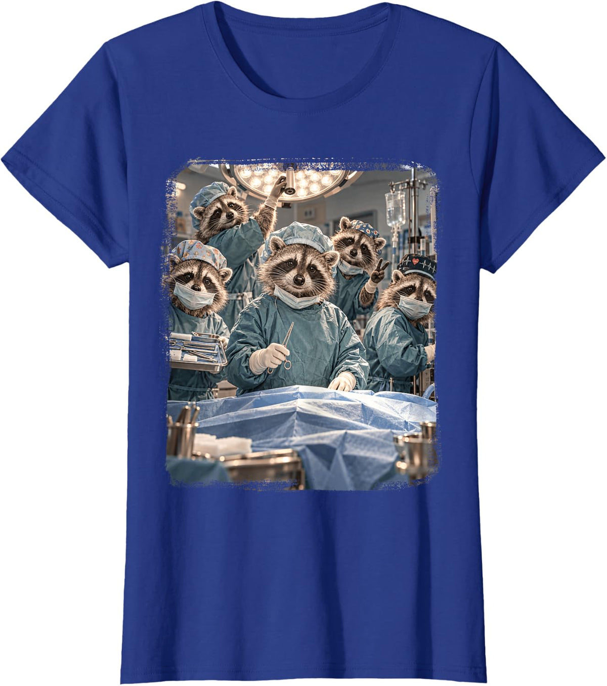 Raccoon Nurse Nursing Nurses Registered Nurse Operation T-Shirt - Royal Blue