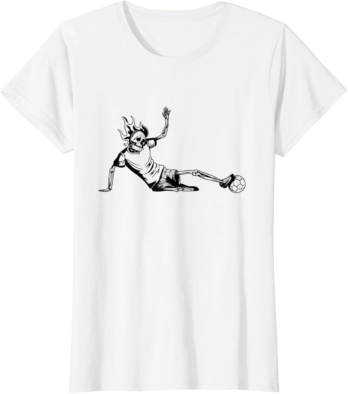 Soccer Player Scary Skeleton Vintage Costume Halloween T-Shirt - White