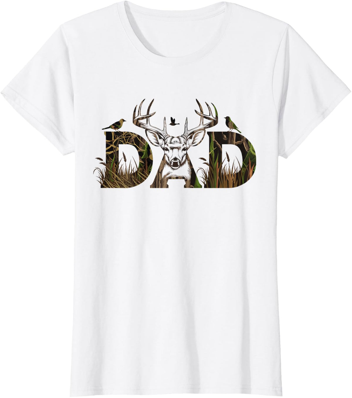 Camo Deer Hunting Dad T-Shirt Tee for Men Hunting Dad Apparel T Shirts - White