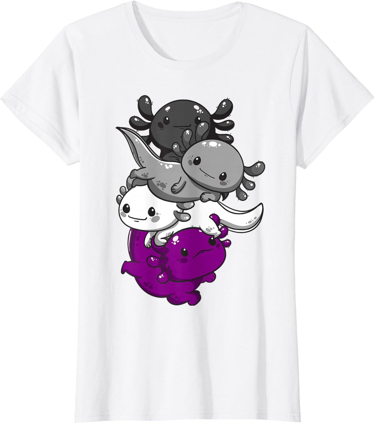 Subtle Asexual Pride Flag Kawaii Axolotl LGBTQ T-Shirt - White